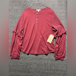 Women’s Red Button-Up Top